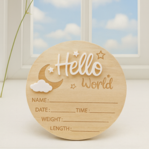 Дървена табелка "Hello World"